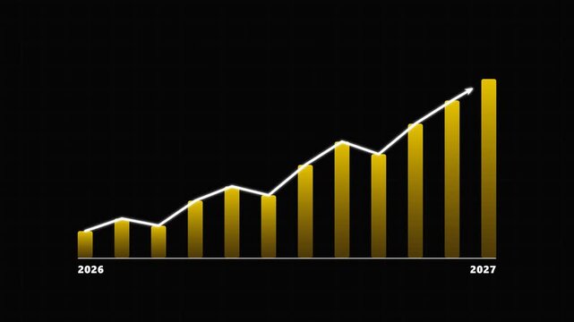 Luxury gold wealth business growth chart 2026 to 2027 financial success animation motion graphics overlay