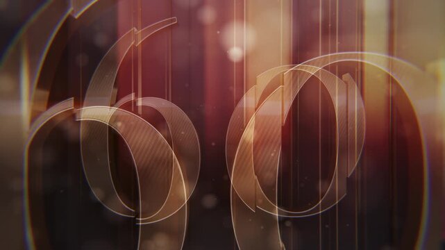 Elegant 3D golden number 60 animation. Smooth camera reveal, realistic reflections. Perfect for 60th anniversaries, top 60, corporate milestones or 60% off sales. High-quality render