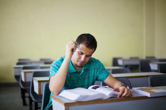 Teenager studying in a classroom