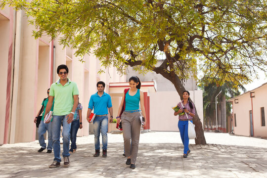 College students walking on campus