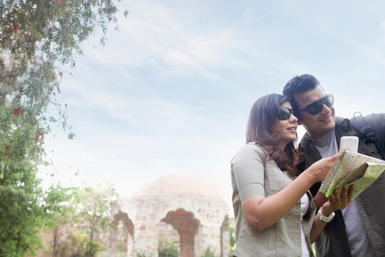Couple with a road map