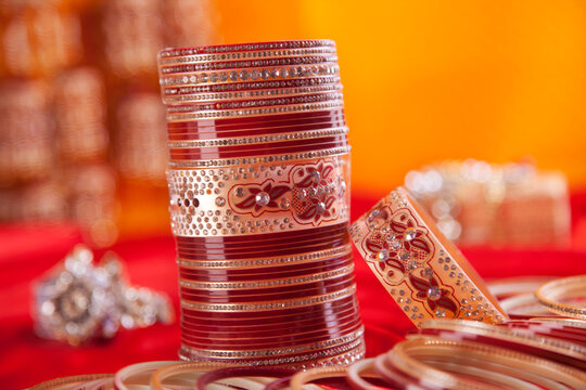 Close-up of a bridal chuda