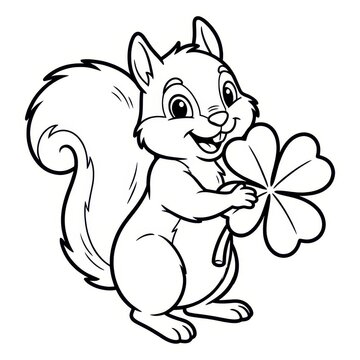 Cartoon squirrel holding a shamrock