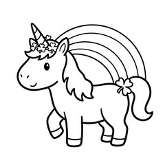 Fototapeta premium Unicorn with rainbow and shamrocks