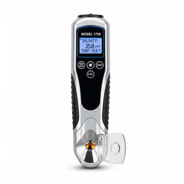 Digital salinity refractometer for measuring salt concentration in liquids isolated on white background