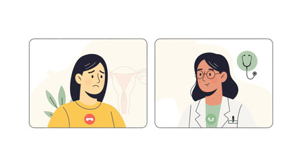 Fototapeta premium Telemedicine consultation for women's health, doctor and patient discussing uterus
