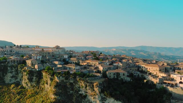 Ancient rural village called Gerace in Calabria, historic buildings and churches