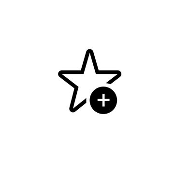 Outline star icon with a prominent plus sign, representing adding to favorites, bookmarking important content, or assigning a new positive rating in digital interfaces