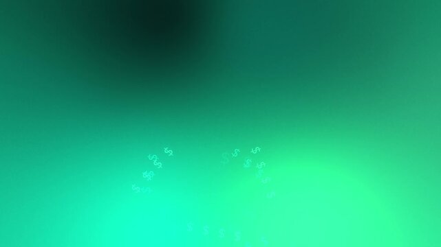 Green teal gradient with curved floating dollar symbols, seamless background animation
