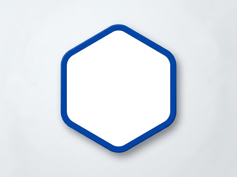 Blue hexagon frame isolated on white background