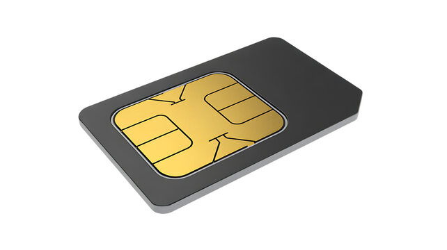 A close-up shot of a black SIM card with a golden chip, showcasing its intricate details and modern technology.