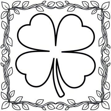 Four leaf clover outline with leafy border