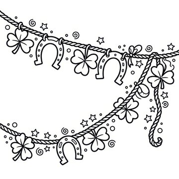 St Patrick's Day garland of clovers and horseshoes