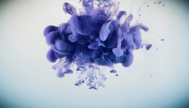 Macro shot of ink cloud expanding in water.