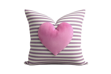 Obraz premium Gray purple striped cushion with smooth pink heart