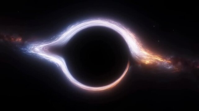 Glowing supermassive black hole with accretion disk in deep space