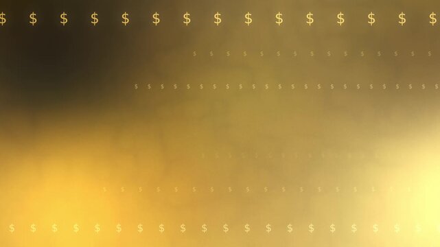 Golden gradient with rows of glowing dollar symbols, looped animated background