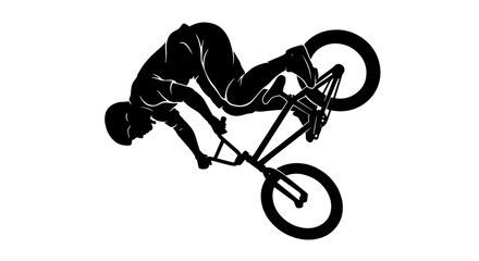 Naklejka premium BMX Rider Performing Bicycle Trick, Extreme Sports Silhouette, Dynamic Action Vector Art