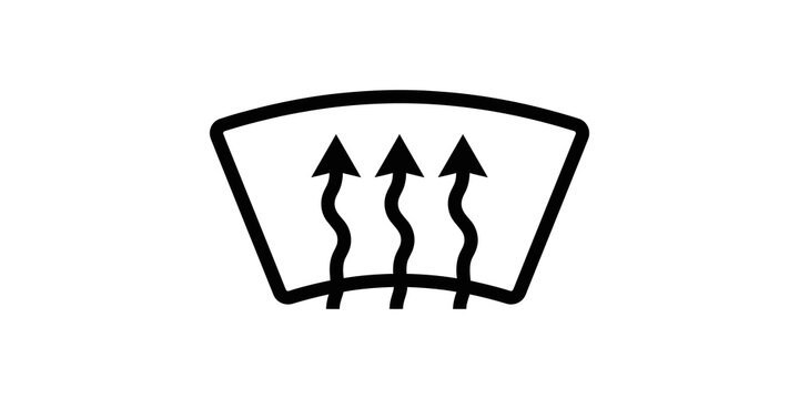 Windshield defroster dashboard indicator icon for vehicle climate control and safety systems.