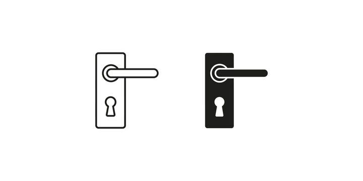 Door handle with keyhole outline and solid black icon design for security and access.