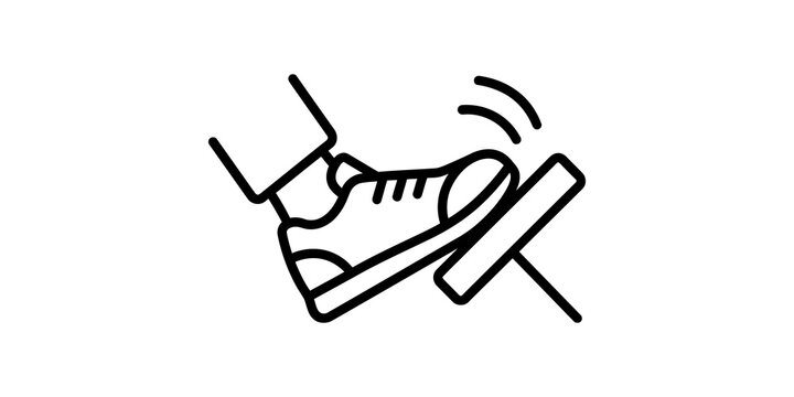 Line art icon showing a foot pressing on car accelerator pedal to increase speed.