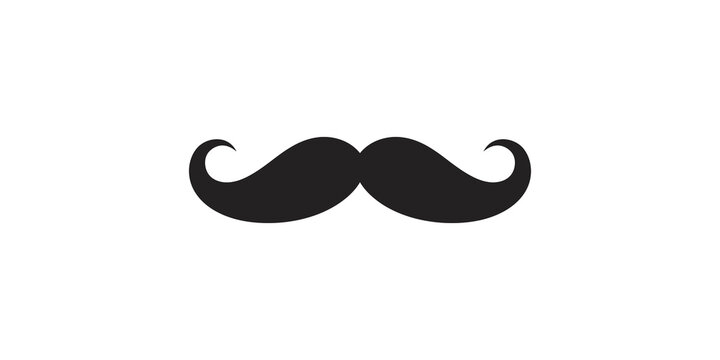 Black vintage style curly mustache graphic design on transparent background for facial hair concepts.