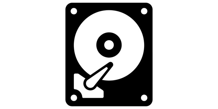 Hard disk drive data storage device icon isolated on transparent background for computer hardware and digital technology.