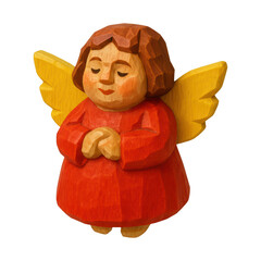 Fototapeta premium PNG Charming wooden angel figurine