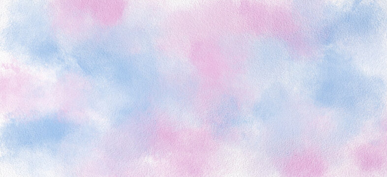 Pink blue pastel watercolor abstract background texture soft pink and blue watercolor wash with cloudy pastel blend, paper grain, gentle gradient, airy artistic backdrop