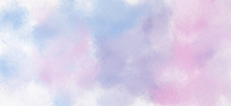 Watercolor pastel background cloud texture blue pink purple abstract soft pastel watercolor background with cloudy blue pink purple wash and paper texture for banner, invitation, greeting card