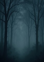 Obraz premium Misty forest trees silhouette serenity