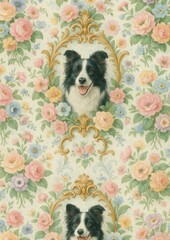 Obraz premium Floral canine elegance wallpaper