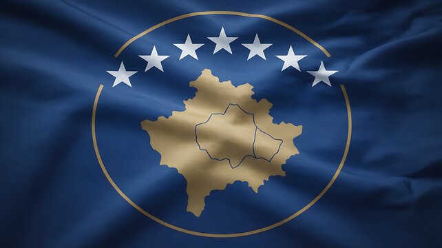 Kosovo Flag and Map with Stars Symbolizing National Identity and Independence