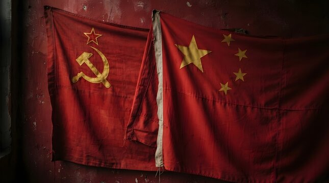 Celebrating the national day of the people's republic of china with patriotic displays of national flags