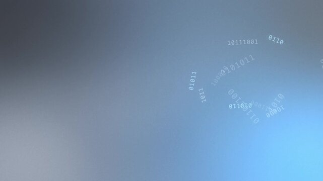 Blue gray gradient with circular floating binary code, seamless looping animation