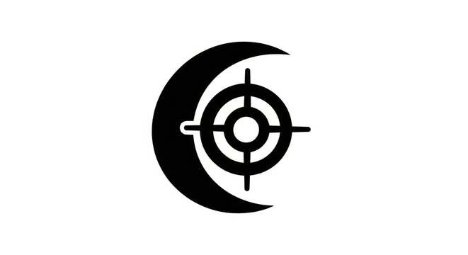 Crescent Moon Target Symbol Icon.