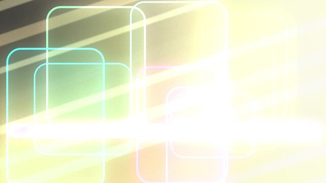 Soft gold cyan gradient with glowing rounded geometric frames, seamless background animation
