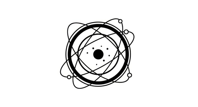 Simple black and white atomic model.