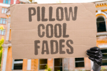 "Pillow cool fades" The refreshing side of the pillow vanishes too soon. SLEEP. PILLOW. TEMPERATURE. COOL. NIGHT. © AndriiKoval