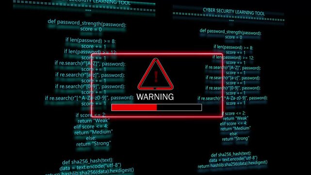 Warning System safety, privacy protection. Hacker attack Security Alert Cyber security concept. computer hacking warning, message hacked alert warning hacked alert blackmailing virus. 4k video