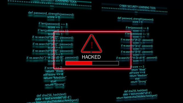 Hacked System safety, privacy protection. Hacker attack Security Alert Cyber security concept. computer hacking warning, message hacked alert warning hacked alert blackmailing virus. 4k video