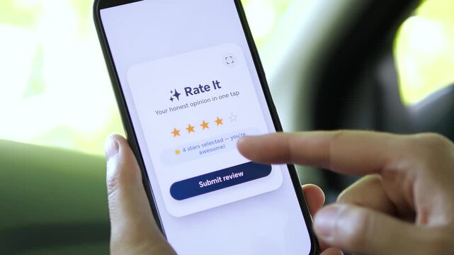 Positive reinforcement is visualized as a user submits a 4-star review and is greeted with a celebratory popup featuring confetti and a Wonderful button