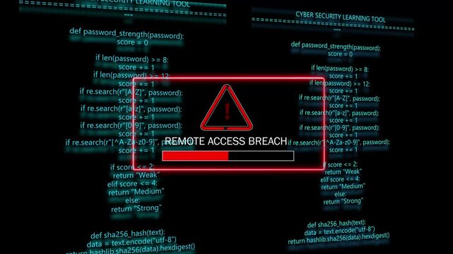 Remote access breach System safety, privacy protection. Hacker attack Security Alert Cyber security concept. computer hacking warning, message hacked alert warning hacked alert .4k video