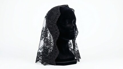 Fototapeta premium Black Lace Mantilla Veil on Mannequin Head