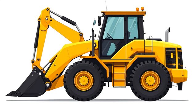 Yellow backhoe loader heavy construction equipment.