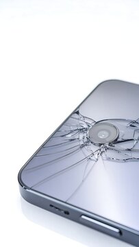Broken smartphone screen with visible damage and cracks.