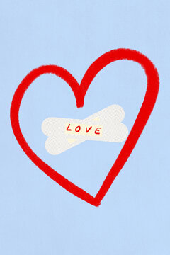 Illustration of a red heart with crossed bandages labeled affection