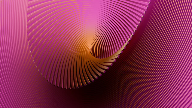 Swirling Radial Pattern Design, Magenta and Gold Twist Illustration