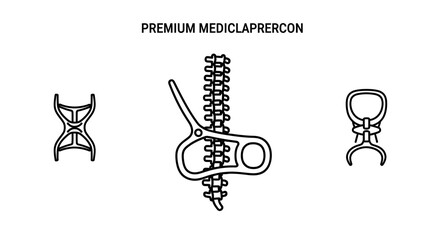 Fototapeta premium Medical Clip Device, Surgical Instrument, and Surgical Clamp Icons