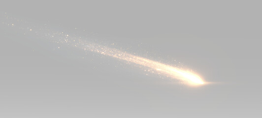 Fiery comet streak with bright glowing head and long luminous light trail in motion © Alehandro